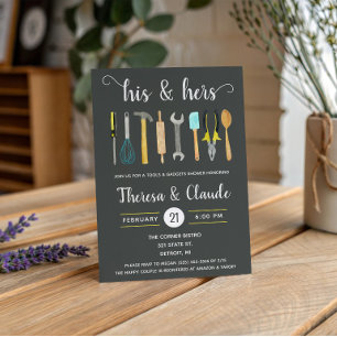 His & Hers Tools and Gadgets Couples Bridal Shower Invitation