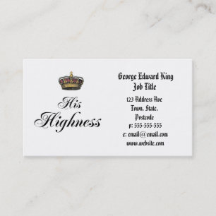 His Highness (part of his and hers set) Business Card