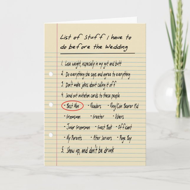 HIS LIST - Be my Best Man? Invitation (Front)