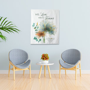 His Love Endures Forever White Scripture Tapestry
