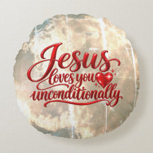 His love is Unconditional Round Pillow