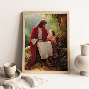 His Love, Jesus Christ and Little Boy Painting Poster