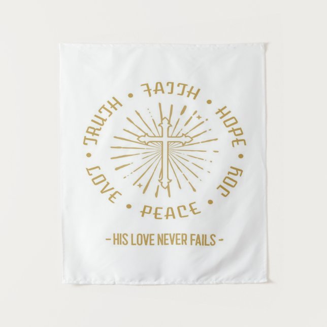 His love never fails tapestry (Front)