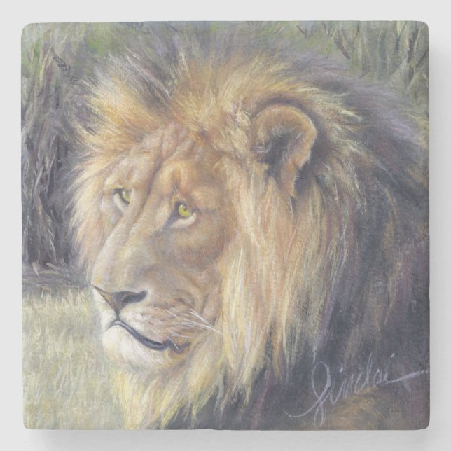 "His Majesty" Lion Stone Coaster (Front)