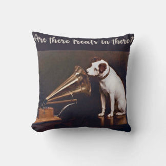His Master's Voice Dog Humour Throw Pillow