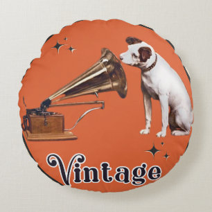 His Master's Voice RCA Victor Round Pillow
