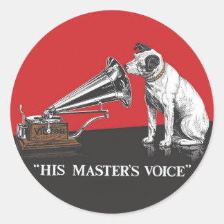 His Master's Voice Red & Black Vintage Classic Round Sticker