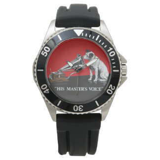 His Master's Voice Red & Black Vintage Watch