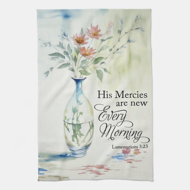 His mercies are new every morning kitchen towel (Vertical)
