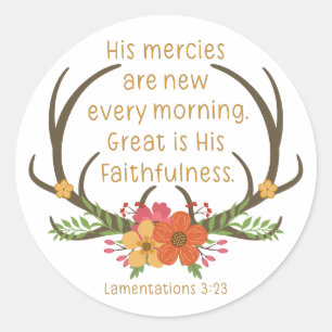 His Mercies are New Every Morning Lamentations Classic Round Sticker