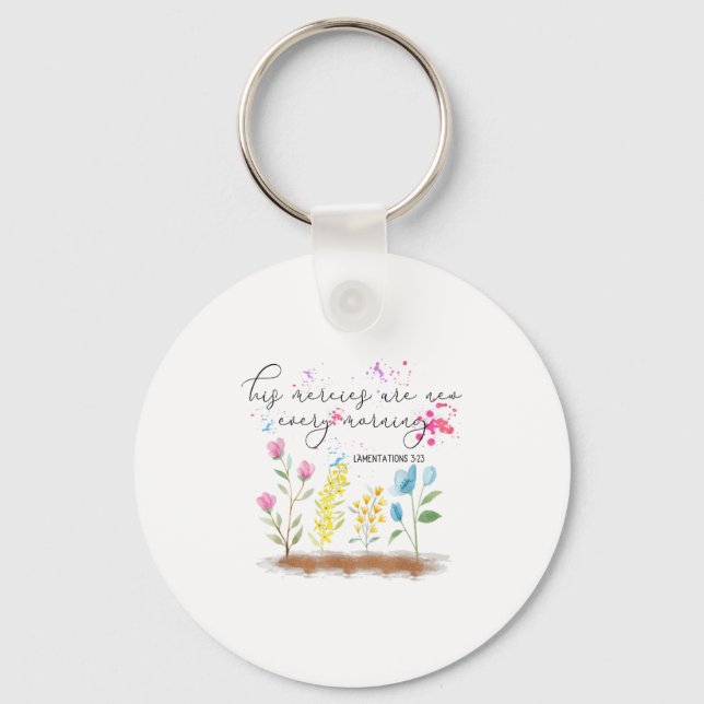 His Mercies Are New Every Morning Religious Christ Keychain (Front)