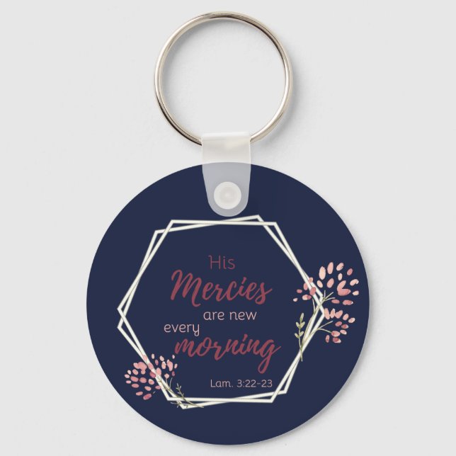 His Mercies are New Inspirational Scripture Verse Keychain (Front)