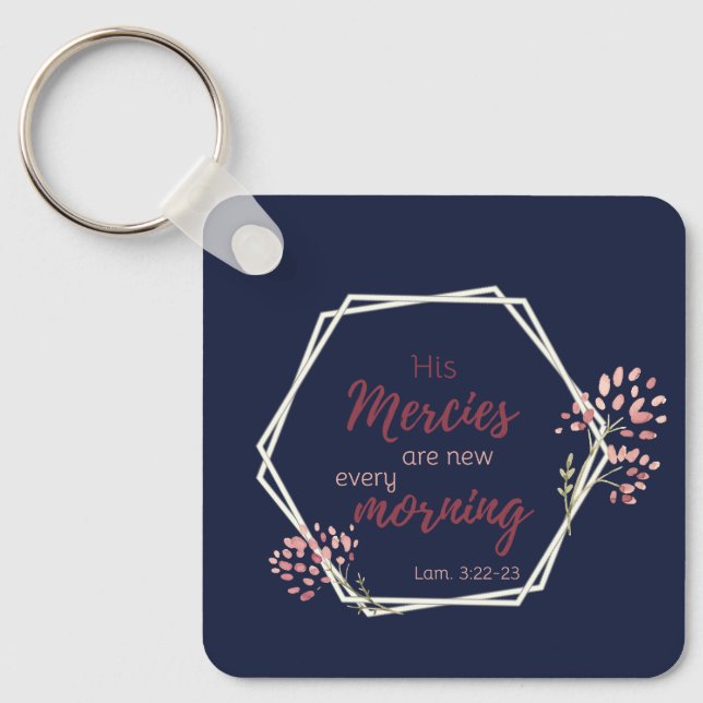 His Mercies are New Inspirational Scripture Verse Keychain (Front)