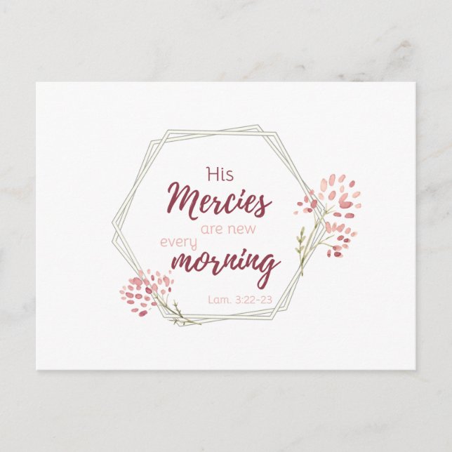 His Mercies are New Inspirational Scripture Verse Postcard (Front)