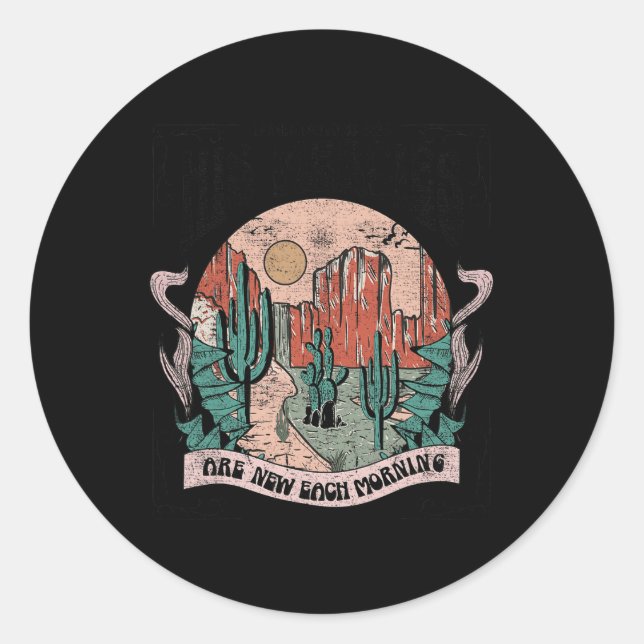 His Mercy Are New Every Morning Christian Design  Classic Round Sticker (Front)