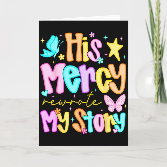 His Mercy Rewrote My Story Merry Christmas Christi Card (Front)