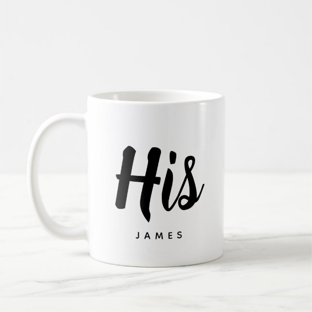 His | Modern Typography Personalizable Coffee Mug (Left)