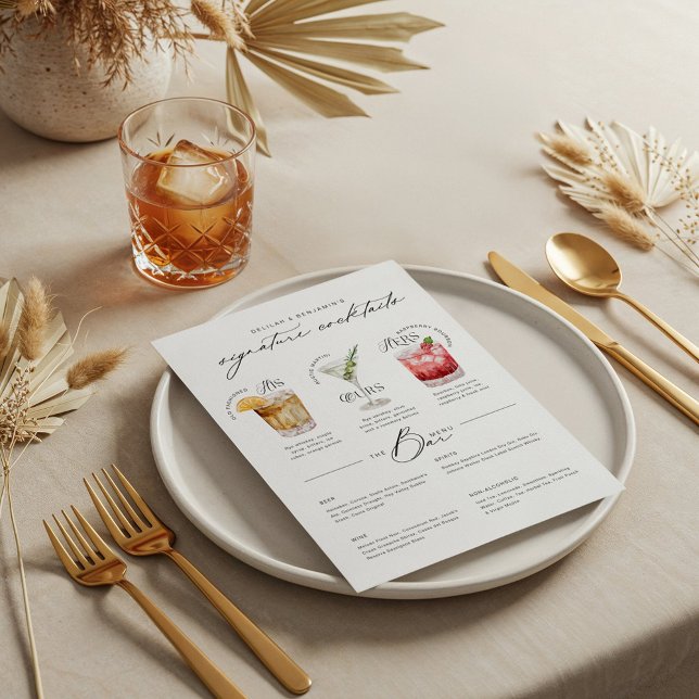 His Ours & Hers Watercolor Signature Cocktail Menu (His Ours & Hers Watercolor Signature Cocktail Menu)