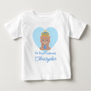 His Royal Cuteness   Funny Cute Personalized Blue Baby T-Shirt