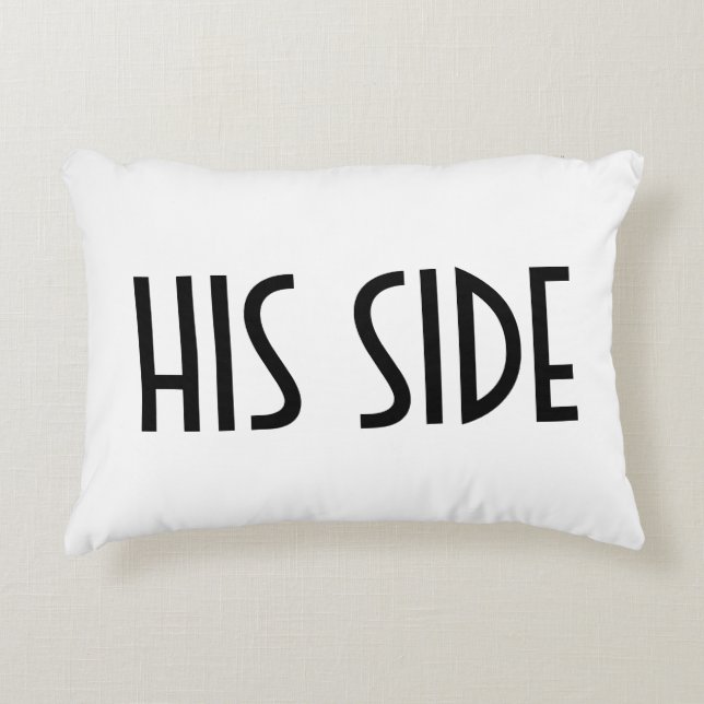 His Side of the Bed Text Accent Pillow (Front)
