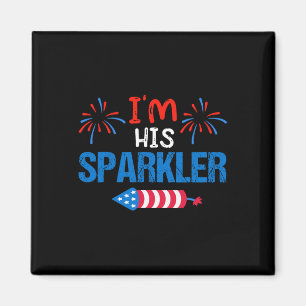 His Sparkler Cute 4th Of July Matching Couple For  Magnet