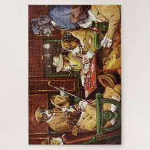 His Station and Four Aces Dogs Playing Poker