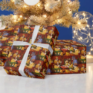 His Station and Four Aces Dogs Playing Poker Wrapping Paper