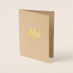 His vows - gold foil card on kraft cardstock