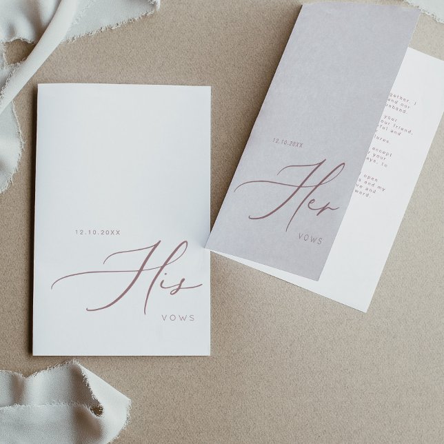 His Vows Modern Minimalist Wedding Rose Gold Card (Creator Uploaded)