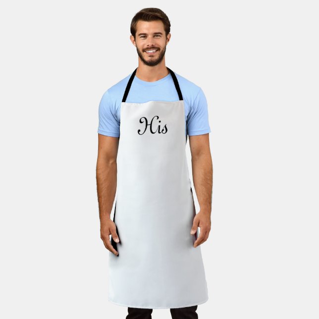 His white black elegant script typography custom apron (Worn)