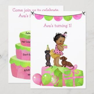 Hispanic Baby Girl Dachshund Party Invitation