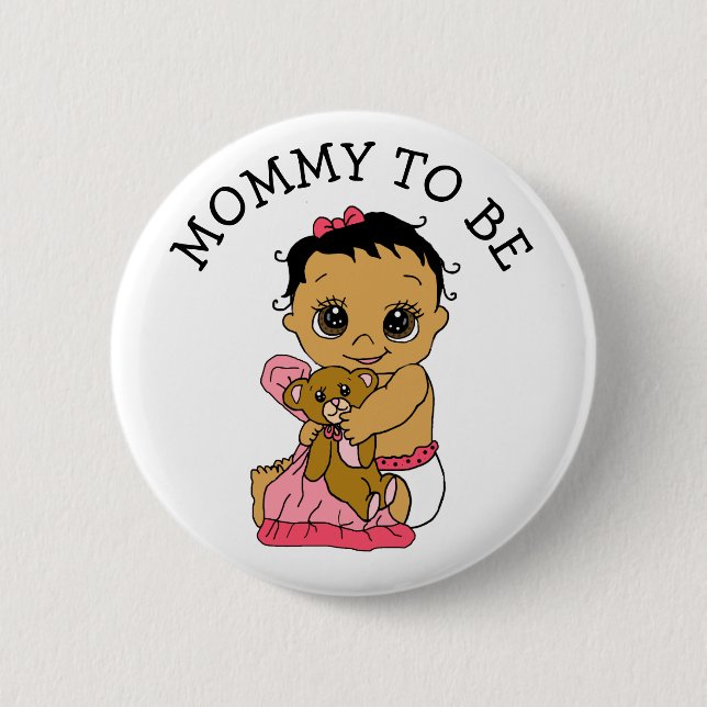 Hispanic Baby Mom To Be Girl's Baby Shower 2 Inch Round Button (Front)