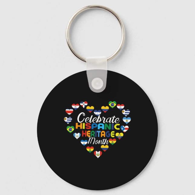 Hispanic Countries Flags Celebrate Hispanic Herita Keychain (Front)