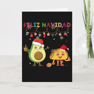 Hispanic Feliz Navidad Avocado Tacos Mexican Chris Card