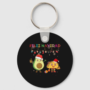 Hispanic Feliz Navidad Avocado Tacos Mexican Chris Keychain