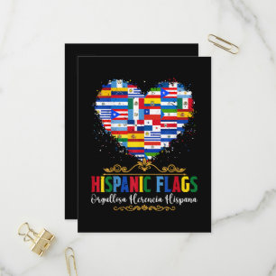 Hispanic Flags Heart Hispanic Heritage Month Invitation Postcard
