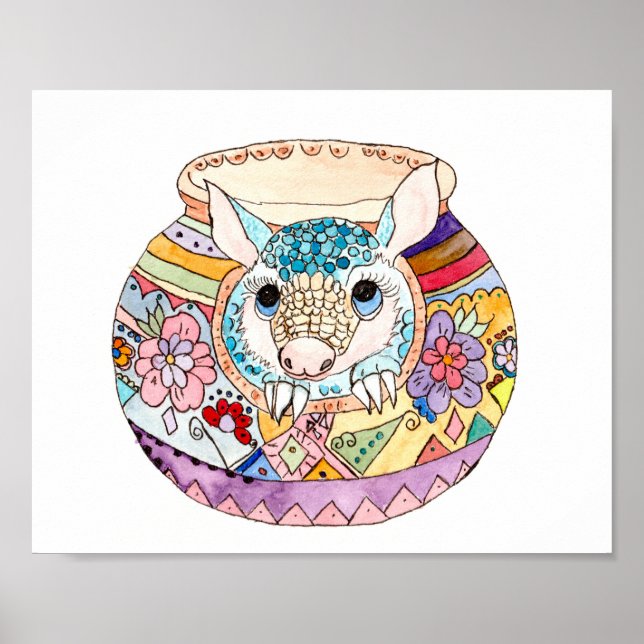 Hispanic  folk art baby armadillo poster (Front)