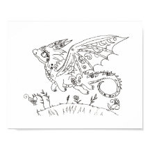 Hispanic  folk art baby dragon colour page