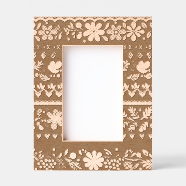 Hispanic Folk Art Inspired Flowers Etched Frames (Front)