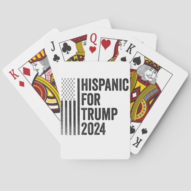 Hispanic For Trump 2024 American Patriotic Flag   Playing Cards (Back)
