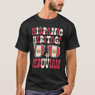 Hispanic Heritage Groovy Peruvian Peru Flag Pride T-Shirt