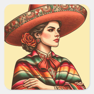 Hispanic Heritage Latinx Sarape Party Favor Square Sticker