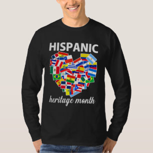 Hispanic Heritage Month All Countries Flags Heart T-Shirt
