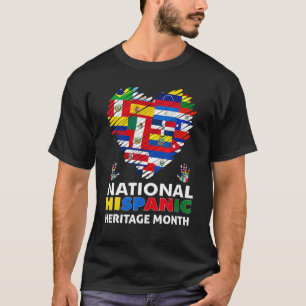 Hispanic Heritage Month All Countries Flags Heart T-Shirt