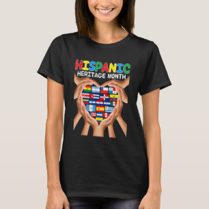 Hispanic Heritage Month All Countries Heart Hands  T-Shirt