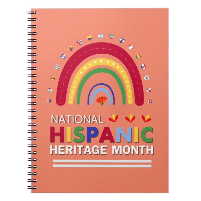 Hispanic Heritage Month Boho Rainbow and Flags Notebook (Front)
