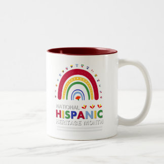 Hispanic Heritage Month Boho Rainbow and Flags Two-Tone Coffee Mug