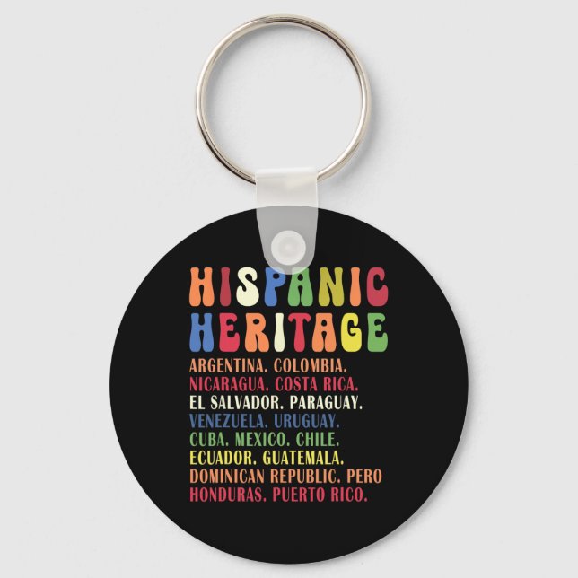Hispanic Heritage Month Countries Names Tee  Keychain (Front)