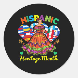 Hispanic Heritage Month Dress Inspired Girl Dancin Classic Round Sticker