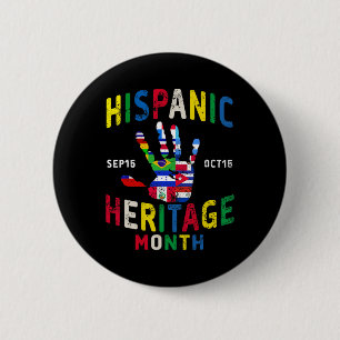 Hispanic Heritage Month Handprint Latino Countries 2 Inch Round Button